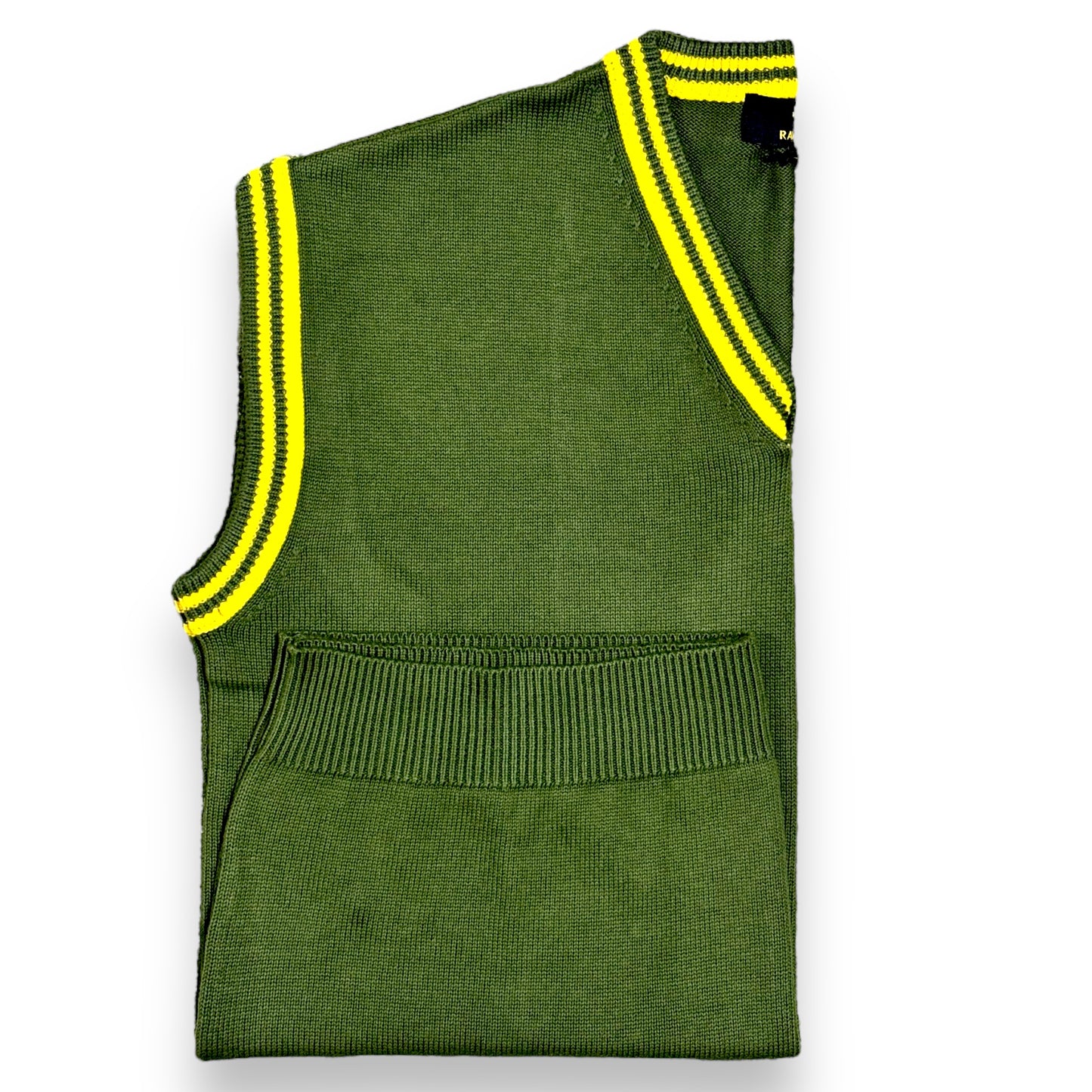 Forest Green Unisex Sleeveless Sweater With Cream Lines