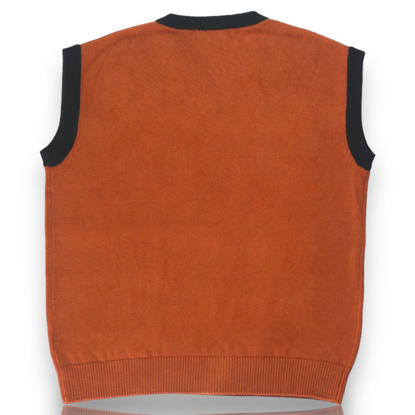 Wood Brown Unisex Sleeveless Sweater With Black Lines